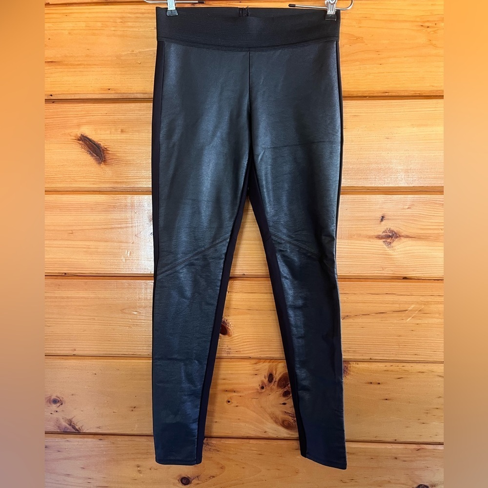 Rock & Republic Women Stretchy Black Faux Leather Pants Size XS